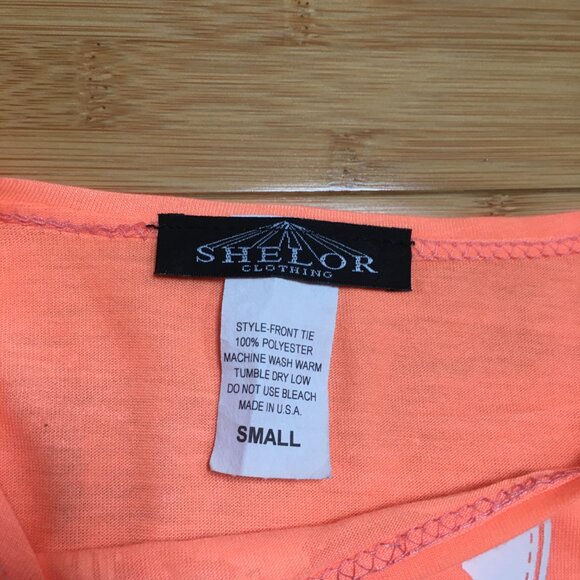 NWOT Shelor Clothing Orange Wildwood, NJ Front Tie Crop Top - Picture 3 of 3
